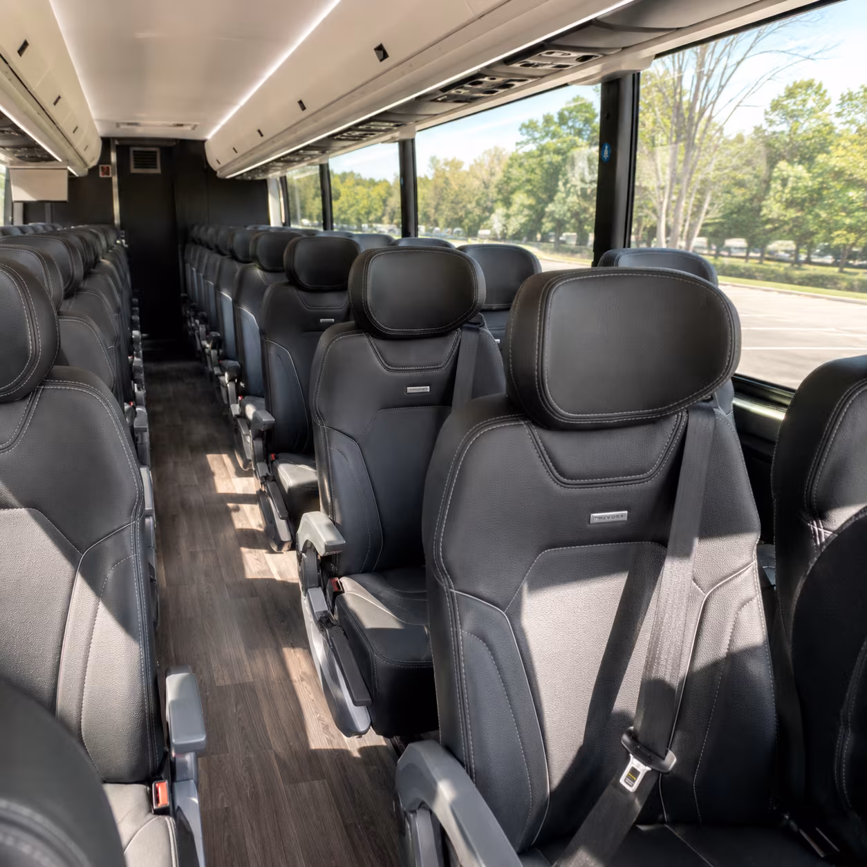 atlanta 56 passenger charter bus inside